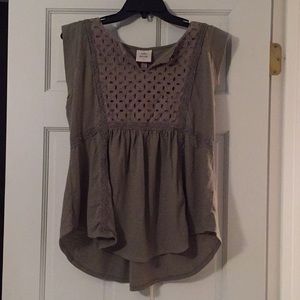 Sage green summer top with detail